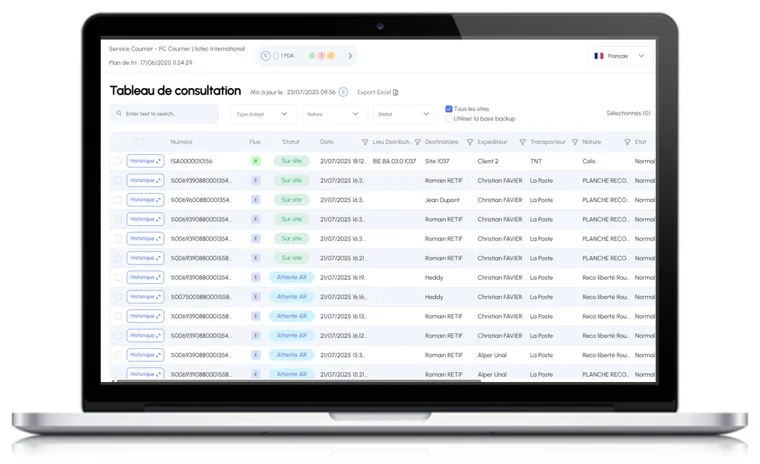 ISITRAC 360 dashboard: tracking, search and proof of delivery of internal flows