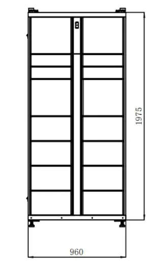 Extension 16 cases du casier connecté Locker Lite IsiLocker — plan technique